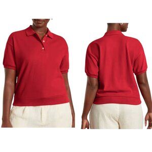 Everlane Red Oversized Polo Top XS Organic Cotton Short Sleeve